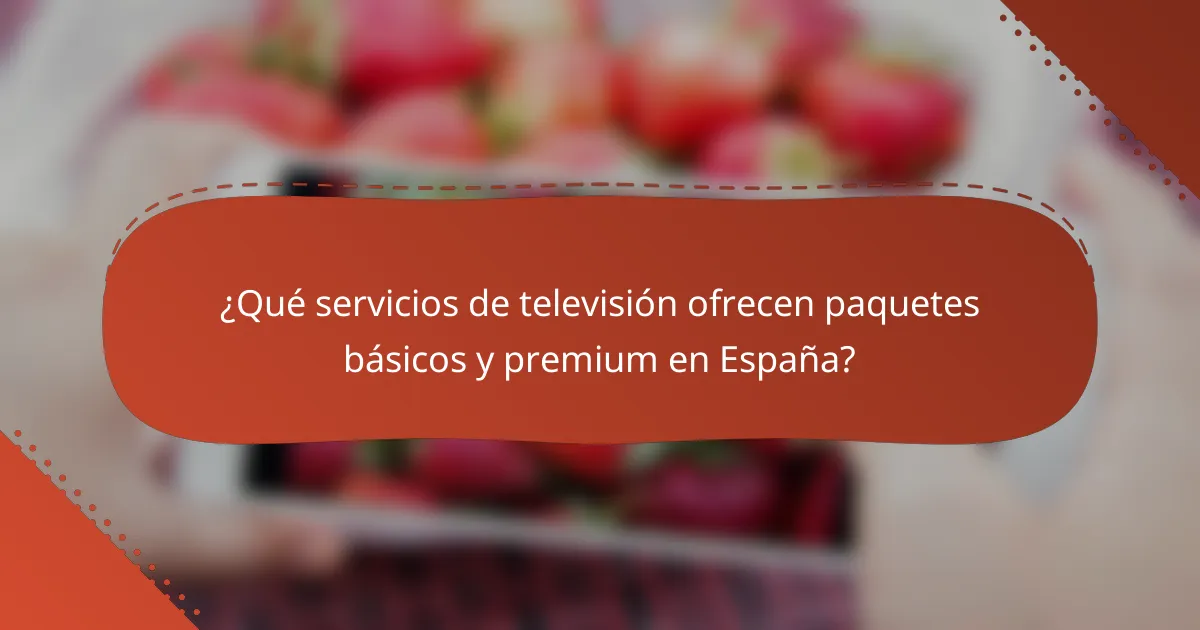 ¿Qué servicios de televisión ofrecen paquetes básicos y premium en España?